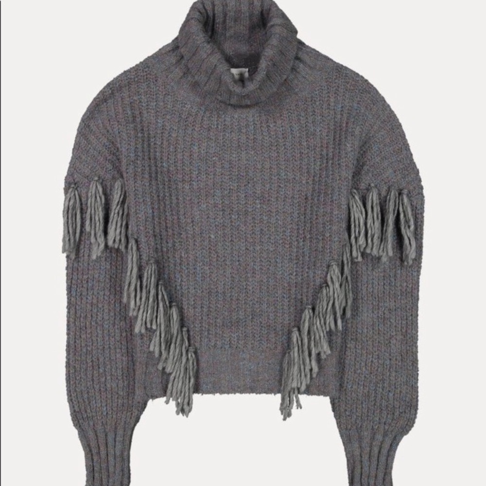 SOMETHING NAVY FRINGE TURTLENECK SWEATER - Picture 3 of 10